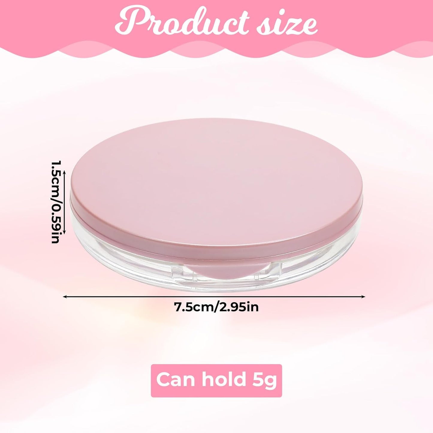 Skiennix Loose Powder Containers - 2 PCS Reusable Mini Makeup Holders with Puff & Mirror | 0.18oz