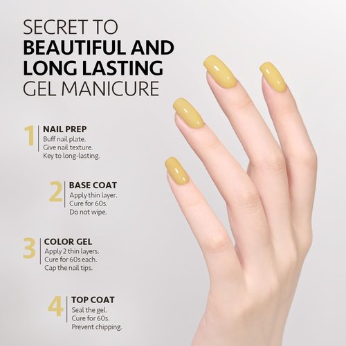GAOY Yellow Gel Nail Polish, 16ml Soak Off Gel Polish, UV Light Cure for Nail Art DIY Manicure at Home, 2009 Dijon Yellow