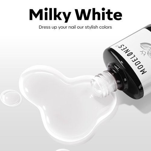 modelones Milky White Gel Nail Polish Nail Polish Natural Color Translucent Jelly Soak Off LED Clear Coat Soap Nails Art White French Gel Polish15 ML