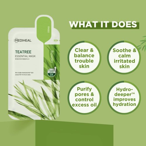 Mediheal Collagen Teatree Sheet Mask - 20 Essential Masks for Lifting, Firming & Soothing All Skin Types