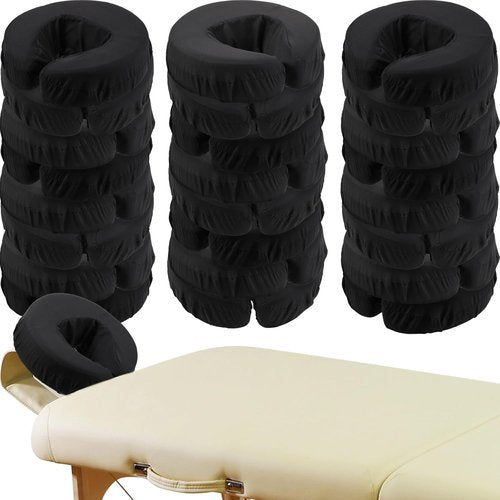 Macarrie 24 Pcs Face Cradle Covers - Soft Microfiber Massage Table Headrest Sheets | Oil-Proof, Black