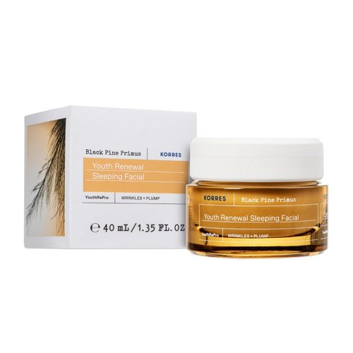 KORRES Black Pine Primus Youth Renewal Sleeping Facial - Overnight Wrinkle Cream with Collagen | 1.35 Fl Oz