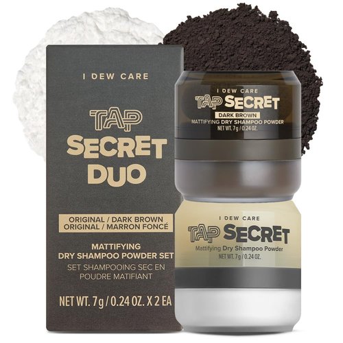 I DEW CARE Biotin Clarifying Dry Shampoo Duo Set - Strengthening & Volumizing, Travel Size, Brunette, 0.29 Oz * 2