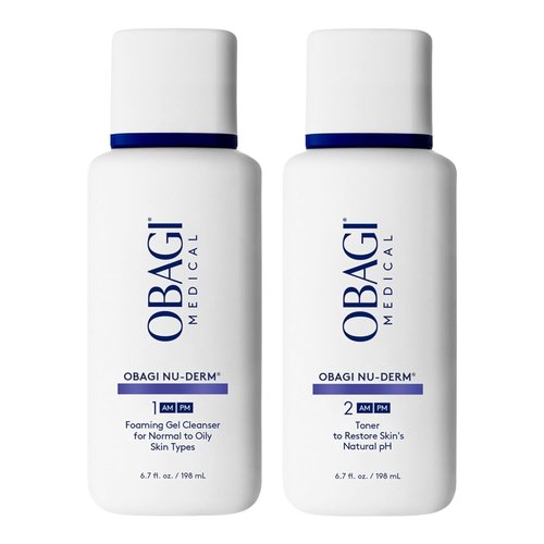 Obagi Nu-Derm Foaming Gel Cleanser & Toner Bundle - Gently Cleanses & Tones with Witch Hazel & Aloe Vera for Normal to Oily Skin