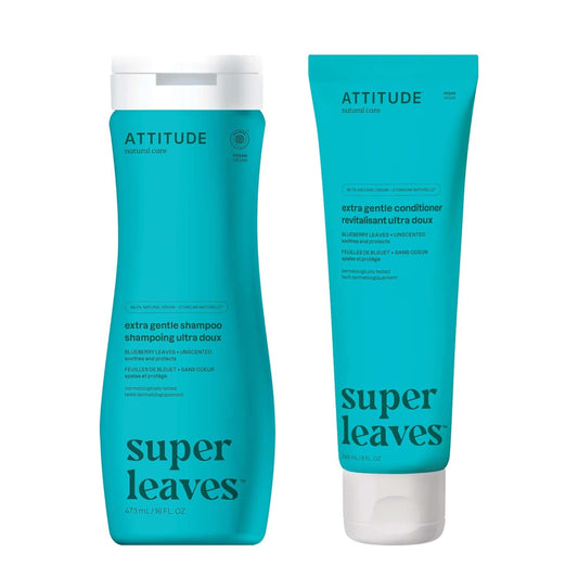 ATTITUDE Hair Shampoo & Conditioner Bundle - Vegan, Cruelty-Free, Unscented | 16 Fl Oz & 8 Fl Oz