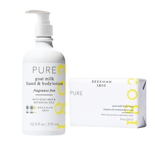 Beekman 1802 Goat Milk Soap & Body Lotion Bundle - Fragrance-Free, 9oz & 12.5oz Sizes
