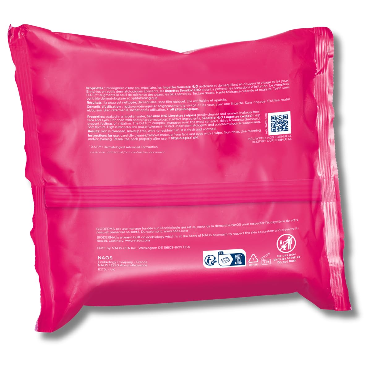 Bioderma - Sensibio H2O Cleansing Wipes - Soothing Makeup Remover for Sensitive Skin - 25 Count