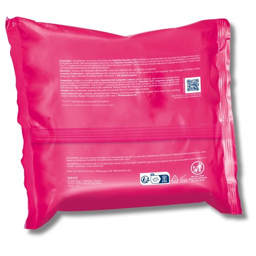 Bioderma Sensibio H2O Makeup Wipes, Cleansing and Makeup Removing, Skin Soothing for Sensitive Skin, 25 Wipes