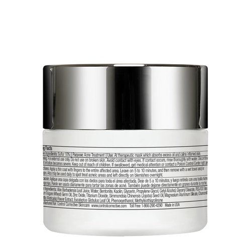 Control Corrective Sulfur Calming Mask - 10% Sulfur, Aloe & Clay for Oil Control | 2 oz