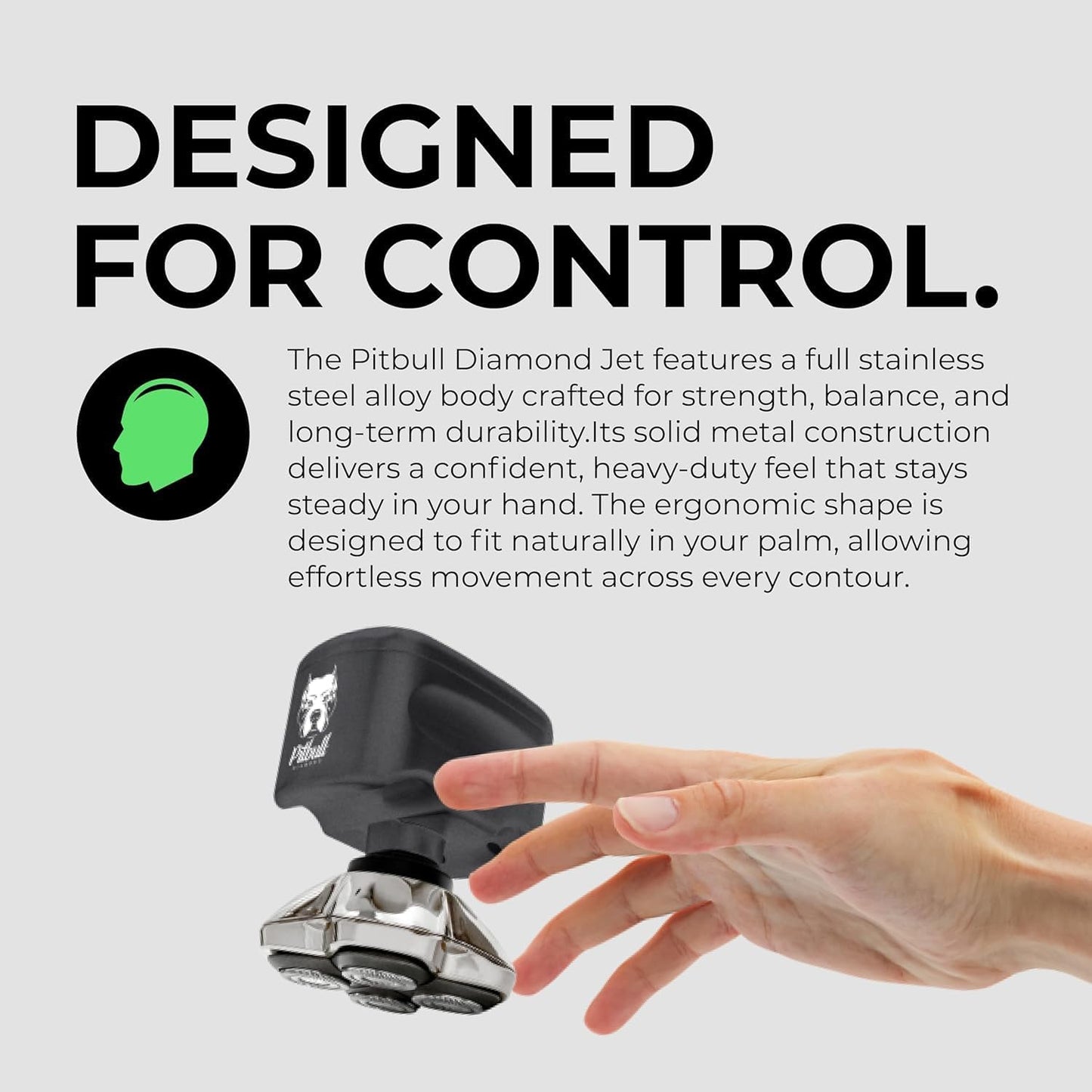 Skull Shaver Pitbull Diamond Jet - Cordless Electric Head Shaver with Turbo Mode & Wet/Dry Use | 120 Min Runtime, PRO Blades & Travel Case