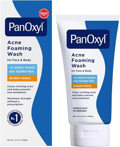 PanOxyl Acne Foaming Wash - 10% Benzoyl Peroxide Formula | 5.5 Ounce for Clear Skin