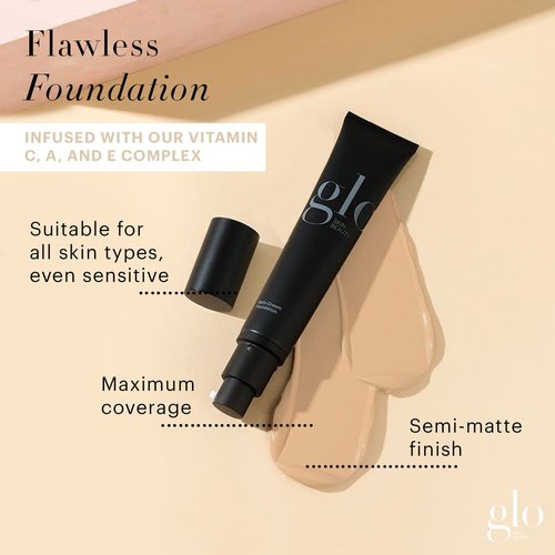 Glo Skin Beauty Satin Cream Foundation - Full Coverage, Semi-Matte Finish, Honey Fair Shade