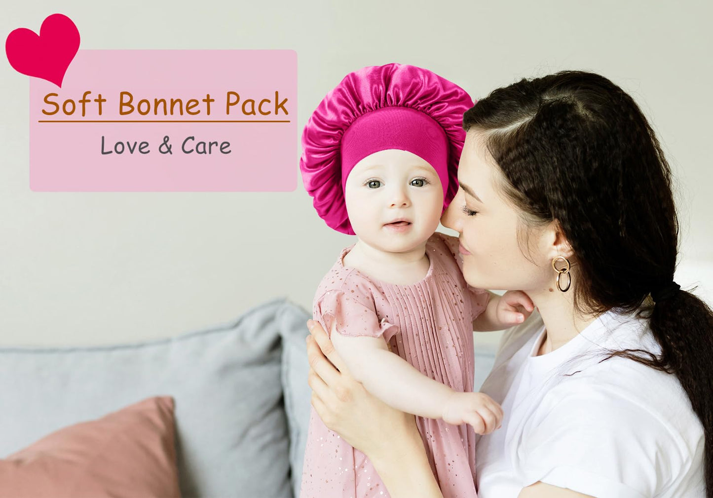 Haniraba 3 Pcs Baby Bonnets for Sleeping,Infant Sleep Cap Hair Bonnet for Baby Girls,Boys,Toddlers Shower Bonnet