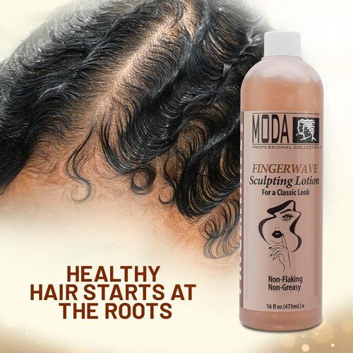 MODA - Finger Wave Sculpting Lotion - Curl Cream for Curly Hair, Non-Greasy and Non-Flaking Curl-Defining Lotion, Lasting Hold - 16 Oz
