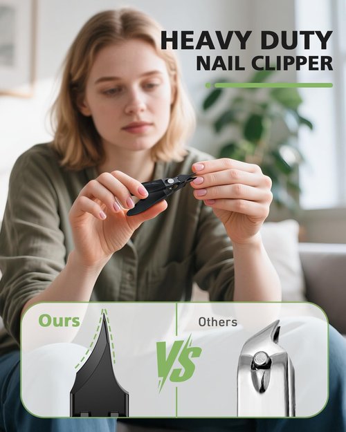 BALUCA Professional Ingrown Toenail Clipper - Slanted Toenail Clipper for Seniors & Thick Nails | Wide Jaw Curved Blade | Anti-Splash Safety Lock | Ergonomic Long Handle for Easy Trimming - Black