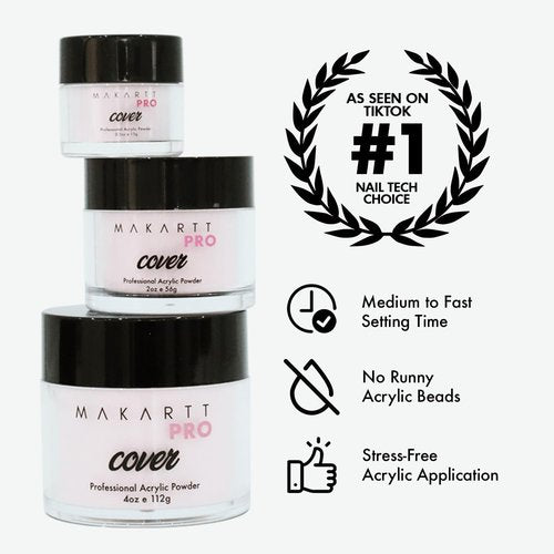 MakarttPro Acrylic Powder Set - 4 Cool Tone Colors | 0.5oz Cover Powders for Nail Extension & Sculpting