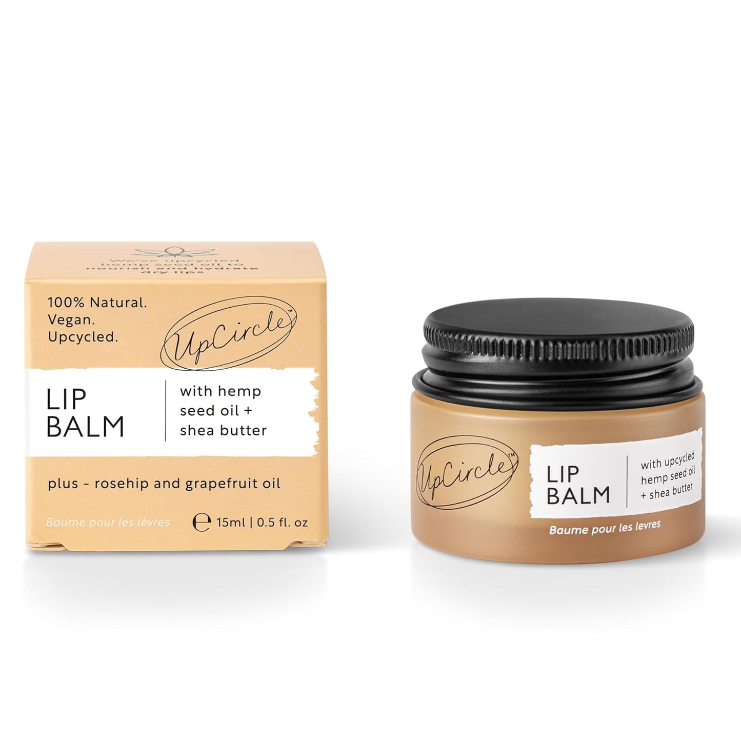 UpCircle Lip Balm - Hydrating & Plumping Formula with Hemp Seed Oil & Shea Butter | 15ml, Natural & Vegan