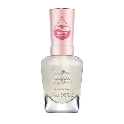 Sally Hansen Color Therapy Nail Polish - Long-Lasting Sheer Light Ivory Pearlescent | Biotin & Argan Oil Enriched