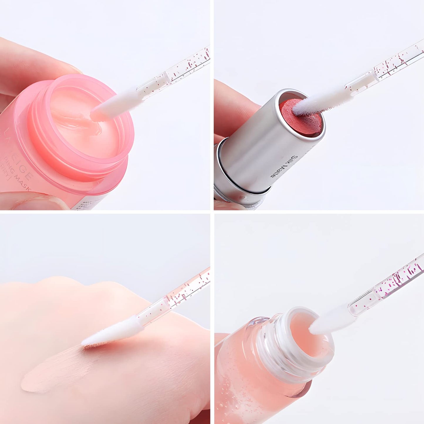 Unaone Disposable Lip Brushes, 100 Pcs Lip Applicator Lip Gloss Brushes Lipstick Lip Wands Makeup Beauty Brushes for Lipstick Lip Gloss Lip Mask Eyeshadow, Pink