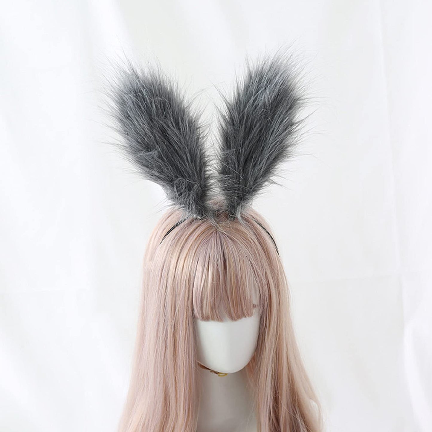 Fxaelian Cosplay Grey Rabbit Bunny Long Ears Headband Hairband Hair Clips Headpeice Hair Hoop Easter Halloween Costume Party Headpiece Headwear Hair Accessories Grey