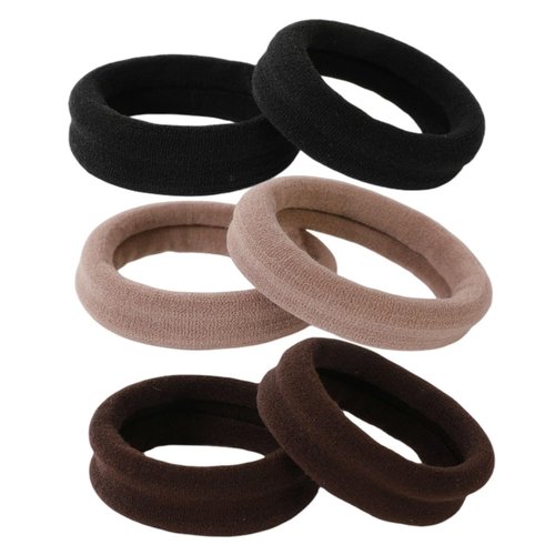 Grutyopkn 20pcs Black Hair Ties Heavy Curly Elastic Hair Ponytail Holders Solid Headbands No Seamless Cotton Hair bands women girls hair Ties accessories (Mixed colors)…