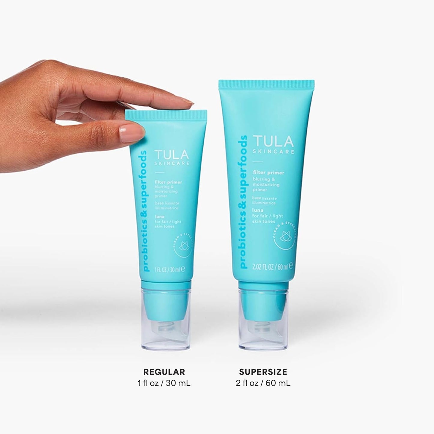 TULA Skin Care Face Filter Blurring and Moisturizing Primer - Supersize Luna, Evens the Appearance of Skin Tone & Redness, Hydrates & Improves Makeup Wear, 2.02fl oz