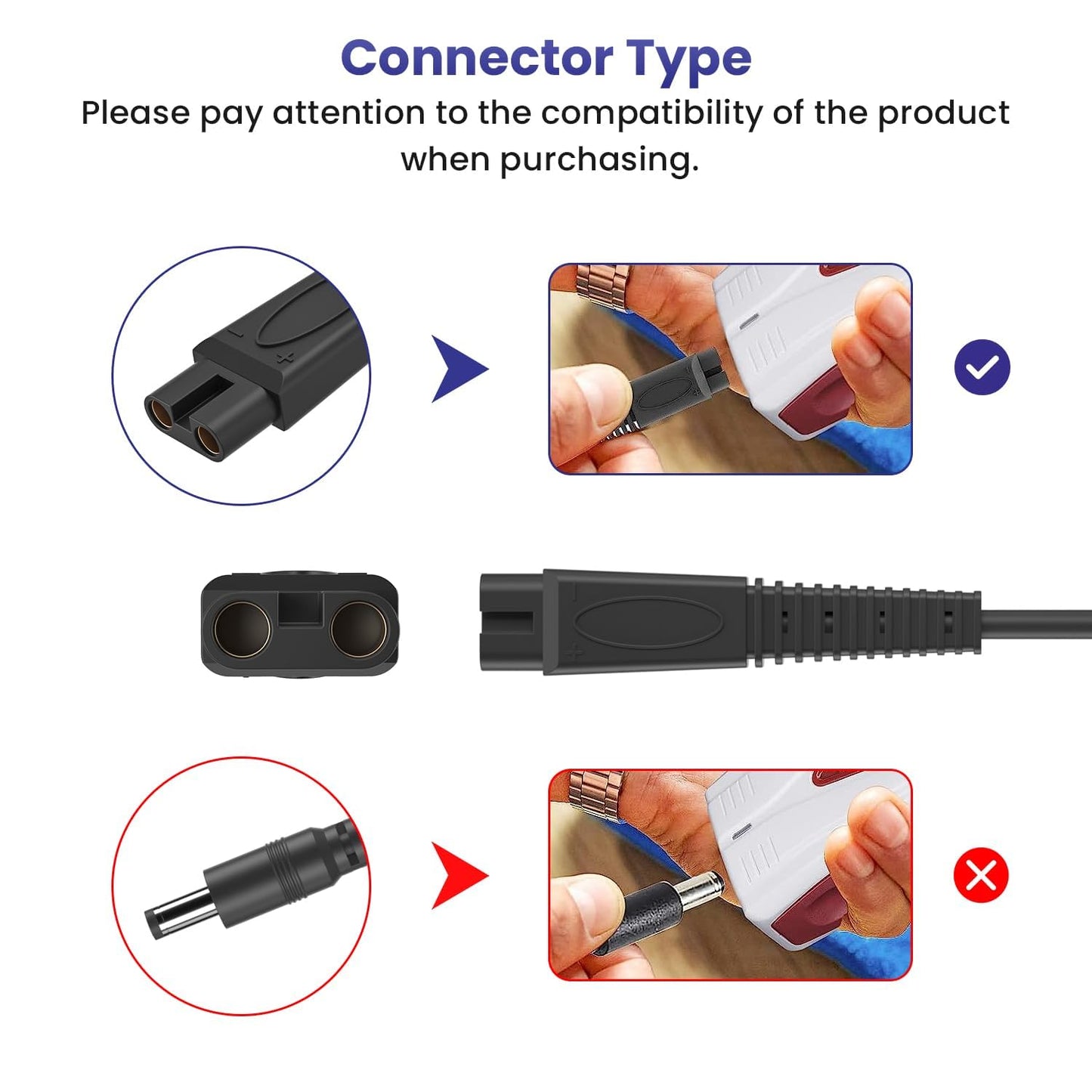 Andis 5V 1A Charger Adapter - Replacement Power Cord for 17150, 17165, TS-1 & TS-2 Foil Shavers