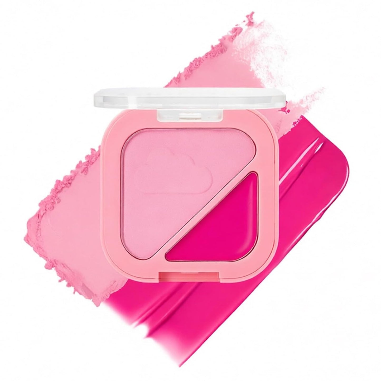 Skiennix 2-in-1 Dual Tone Blush - Soft Pink Silky Powder & Hot Pink Cream for Natural Dewy Finish