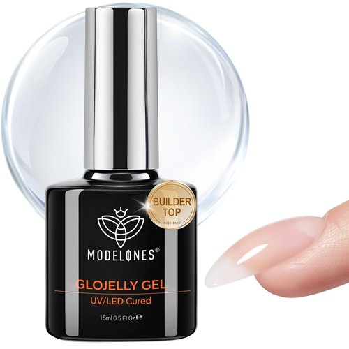 modelones Builder Nail Gel Top Coat 15 ML No Wipe for Cat Eye and Chrome Powder Ultra Gloss Clear Gel Polish Apex Building Nails Strengthener Extension Long Last Soak Off U V Manicure Gift for Women