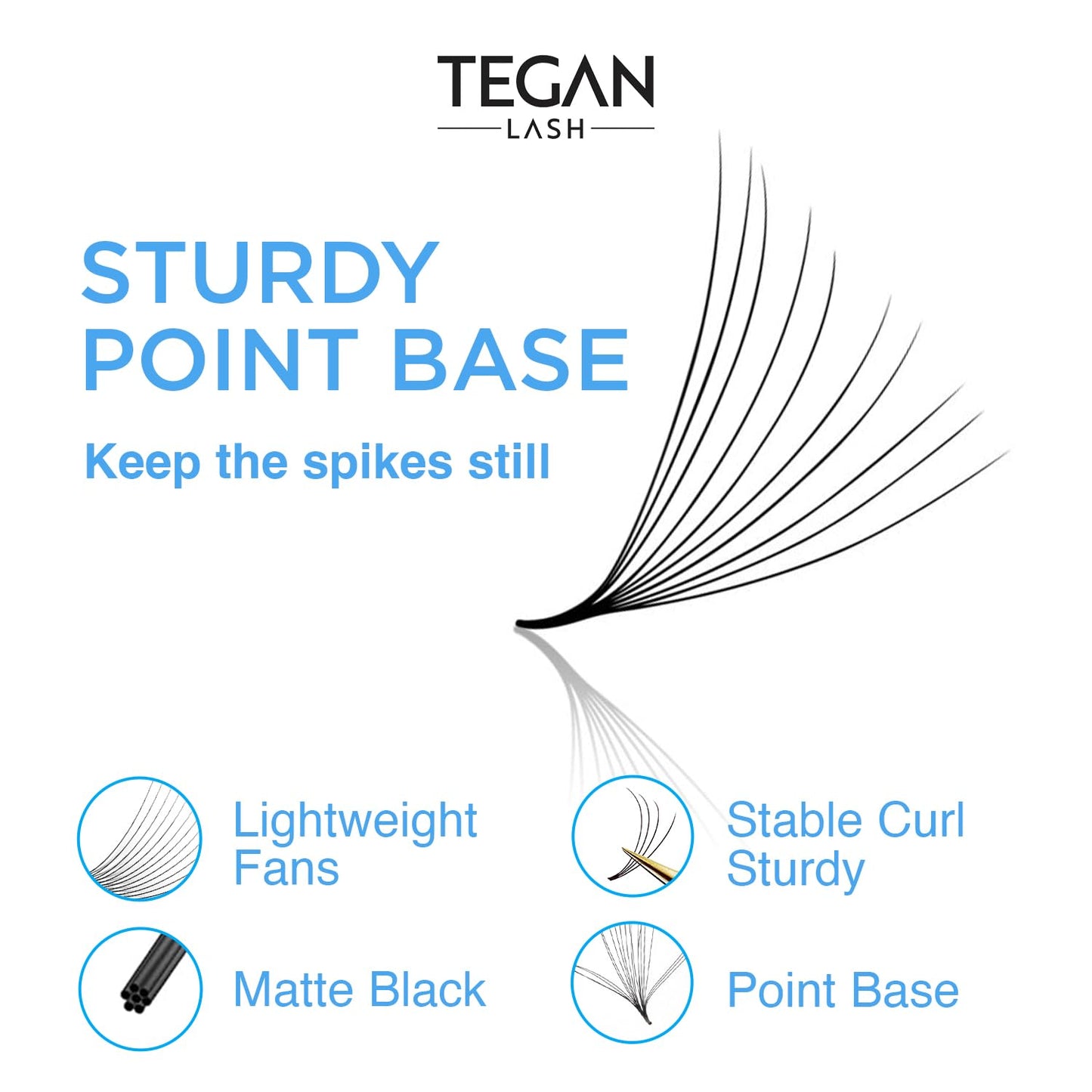 TEGAN LASH 500 Promade Fans Volume Eyelash Extensions, Handmade Loose False Eyelashes, From 3D - 16D, 0.03/0.05/0.07 Thickness, C/CC/D Curl, 9-15mm Length, Pestanas Pelo A Pelo (16D-0.03-CC-10)