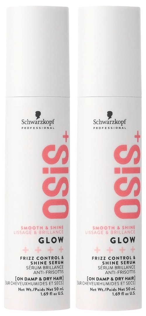 OSiS+ Glow Anti-Frizz Shine Serum - Lightweight Frizz Control & Heat Protection for All Hair Types