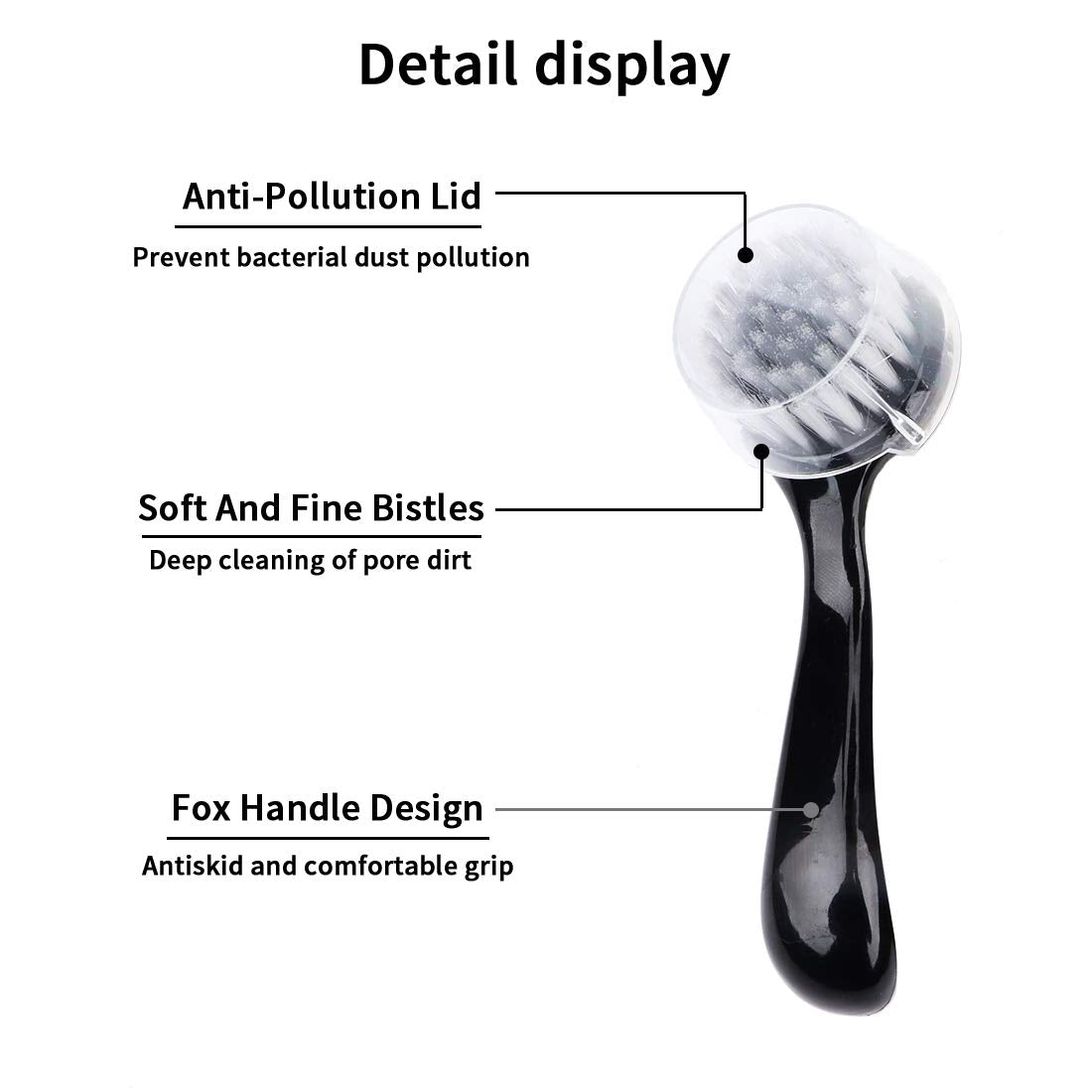 Beomeen Facial Cleansing Brush 4 PCS, Facial Exfoliating Brush Face Wash Scrub Exfoliator Brush for Makeup Skincare Removal (Black)