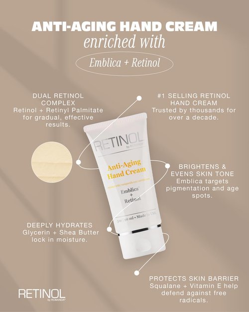 Robanda Retinol Anti-Aging Hand Cream - Hydrating Lotion to Reduce Fine Lines & Wrinkles | 3 oz, 2 Pack