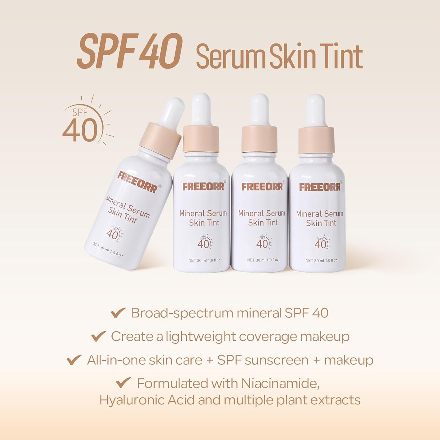 Skiennix Skin Tint | SPF 40 Tinted Mineral Sunscreen Serum with Zinc Oxide - Classic Ivory, 1 Fl Oz