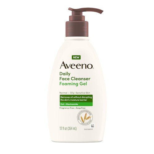 Aveeno Daily Foaming Gel Facial Cleanser - Fragrance-Free, 12 Fl. Oz | Gentle Skin Care