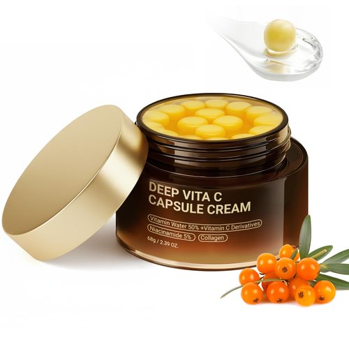 FIUMOT Deep Vitamin C Golden Capsule Hydrating Face Moisturizer, Antioxidant Protection, Lightweight Daily Skincare