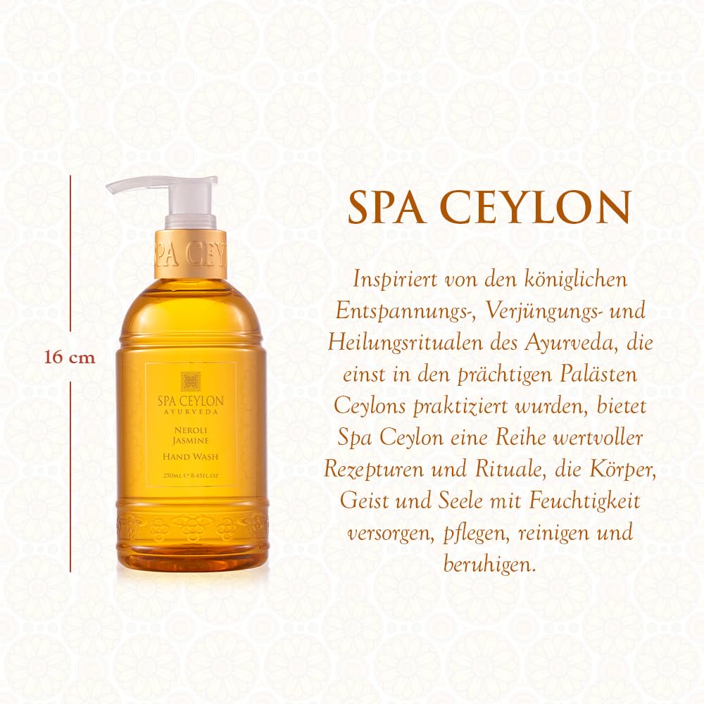 SPA CEYLON Neroli Jasmine Hand Wash - Hydrating Luxury Formula for Soft, Smooth Skin | Floral Scent