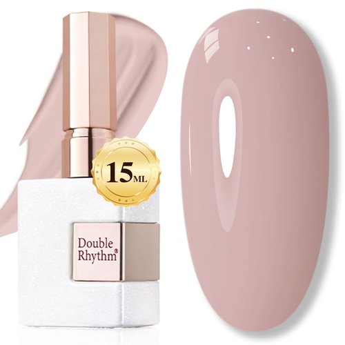 Double Rhythm Gel Polish 15ML Jelly Sheer Pastel Light Milky Color Pearl White Bottle 1 PC 0.5 OZ Full Size Nail Art Salon at Home (Milky Khaki-D1467)