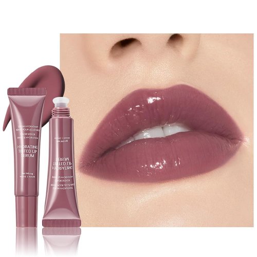 FeiCuiYun Lip Tinted Glowy Balm - Ultra-Hydrating Vegan Lip Serum for Soft, Sheer-Tinted Shine (Plum)