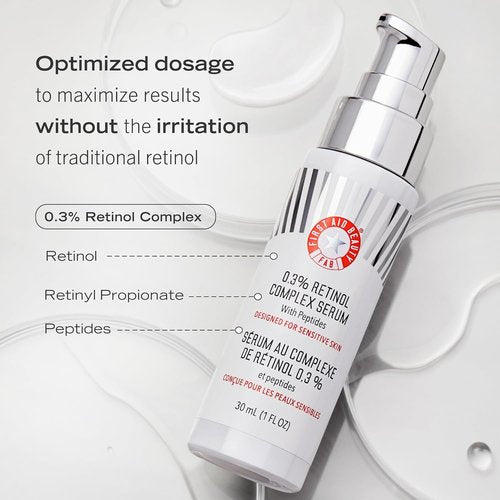 First Aid Beauty - Retinol Complex Serum with Peptides for Sensitive Skin | Reduces Lines & Wrinkles, 1 oz