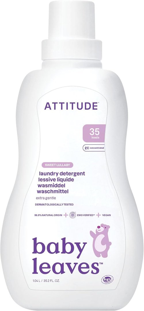ATTITUDE Baby Laundry Detergent - EWG Verified Plant-Based Formula | Sweet Lullaby, 35 Loads, 35.5 Fl Oz