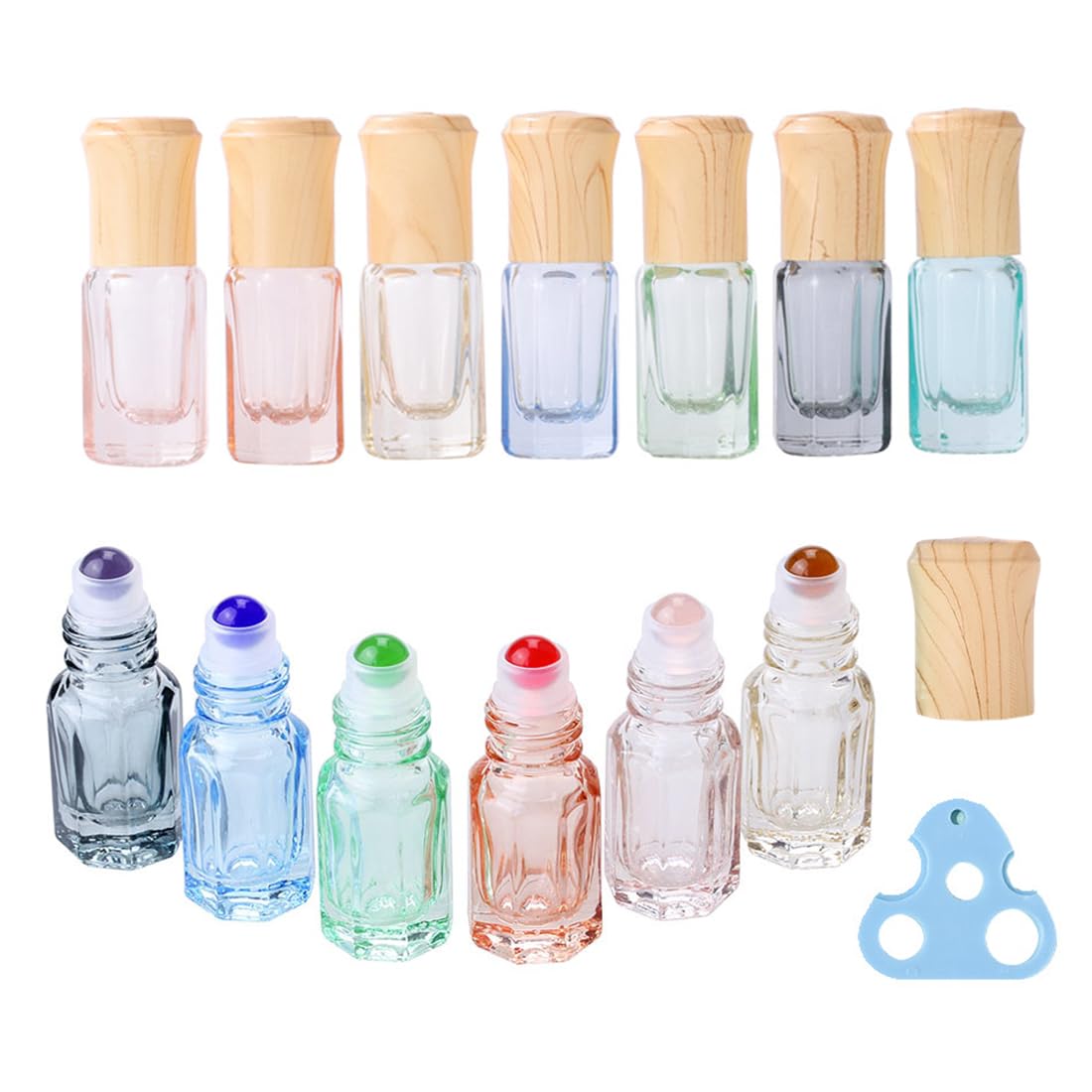 GBSTORE 8 Pcs Glass Essential Oil Roller Bottles, 3ml Travel Cosmetic Perfume Sample Containers Roll on Bottle,Refillable Colorful Sample Vials Empty Containers for Perfume,Lip Oil