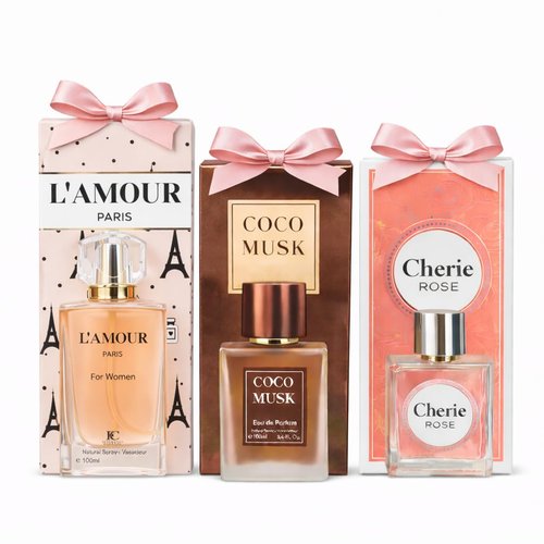 L’Amour Paris 3-Piece Perfume Set - Long-Lasting Eau de Parfum Collection | Romantic Floral & Sweet Fragrance Trio for Date Night