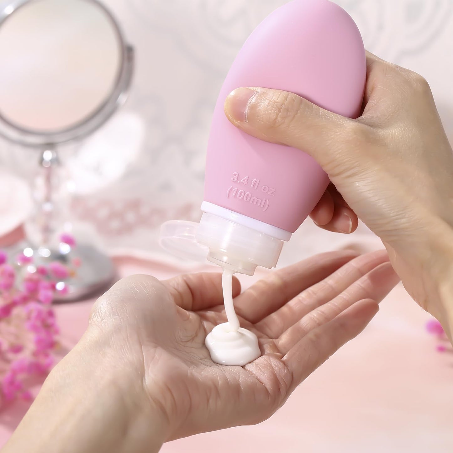 LIYUABU Leak Proof Silicone Travel Bottles,4 Pack 2oz Liquid Squeezable Refillable Portable Accessories/Cosmetic Containers,BPA Free,Travel Size Bottles for Toiletries Shampoo Conditioner Lotion