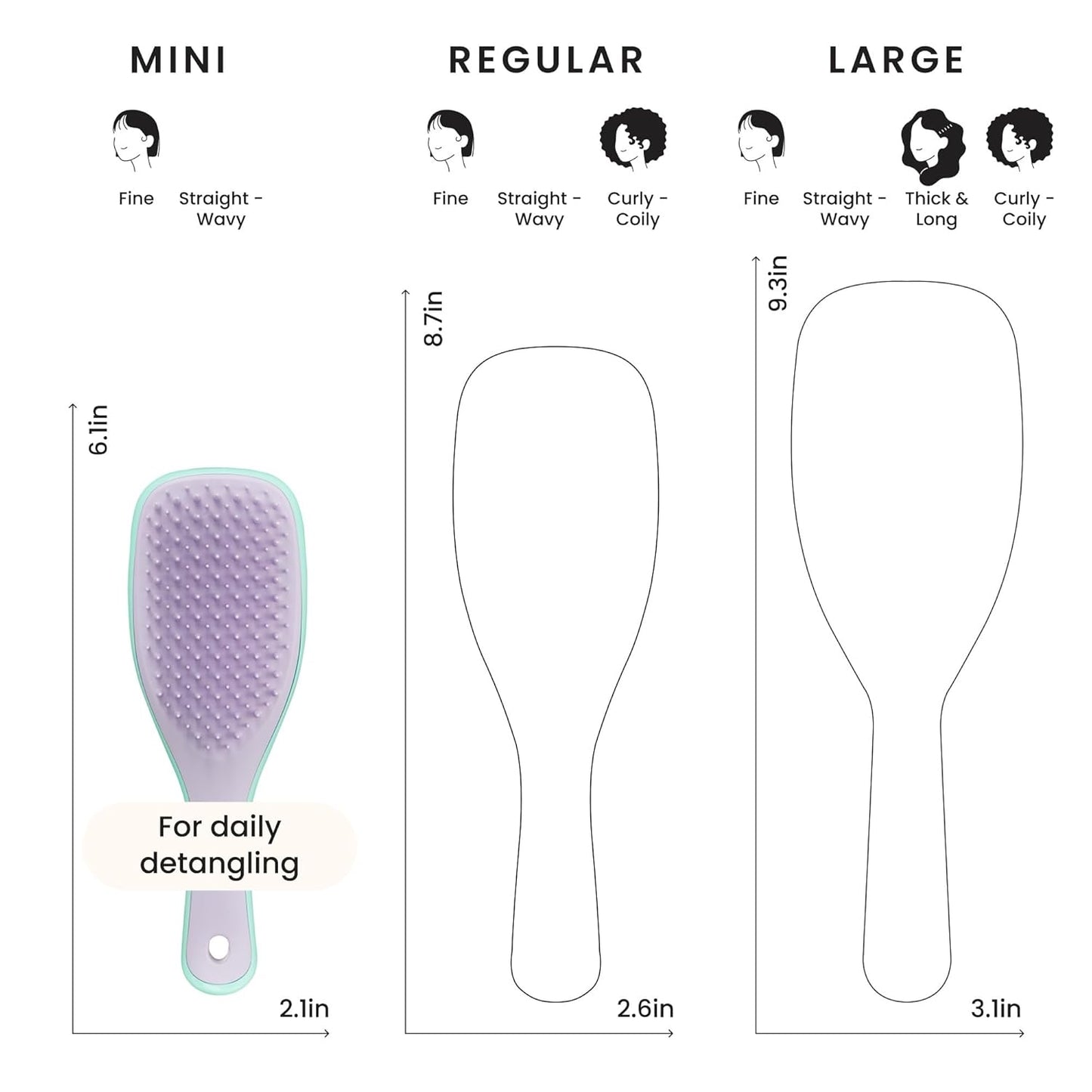 Tangle Teezer Ultimate Detangler Brush - Travel-Size Mini Hair Brush for Straight to Wavy Hair, Wisteria Leaf