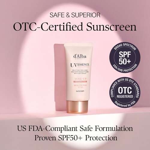 d'alba Piedmont Waterfull Tone-Up Sunscreen Serum - Broad Spectrum SPF 50 | Korean Face Sunscreen for All Skin Tones (1.69 fl. oz.)