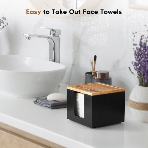 ZMZKKLL Disposable Face Towel Holder Box - Wood Facial Container Compatible with Clean XL - Towel Storage Makeup Organizer for Vanity, Bathroom Organization (Excluding Facial Towels)