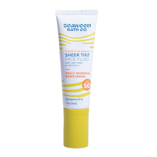 Seaweed Bath Co Tinted Face Sunscreen SPF 50 - Mineral Zinc Oxide Lotion for Sheer Coverage | Lightweight Daily Moisturizer, 1.7 oz