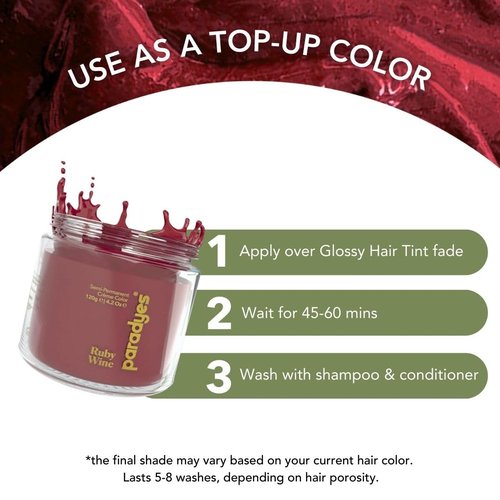 Paradyes Ruby Wine Semi Permanent Conditioner Based Hair Color Enriched with Vegan, Natural and Herbal Hair dyes - lasts up to 8-10 washes (4.2 oz)