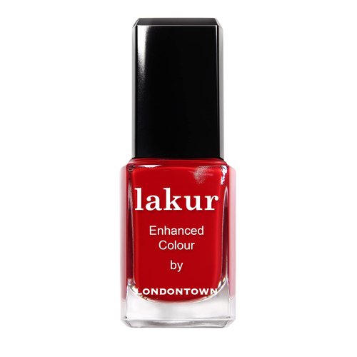 LONDONTOWN lakur Nail Polish - Chip-Resistant, Non-Toxic, Conditions & Hydrates Nails | Glossy Metallic Shimmery Red, .4 Fl Oz